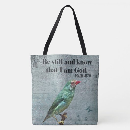 Psalm 46:10 Verzen en Australische Ster Finch Tote Bag (Voorkant)