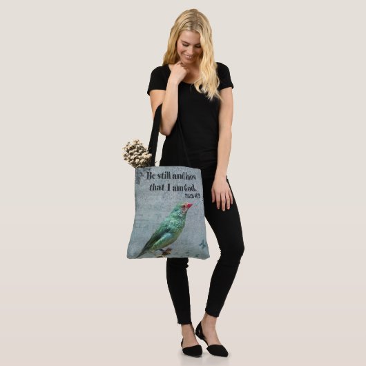 Psalm 46:10 Verzen en Australische Ster Finch Tote Bag (Op model)