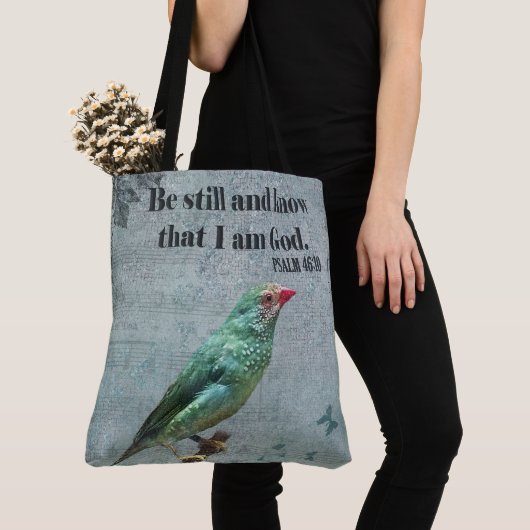Psalm 46:10 Verzen en Australische Ster Finch Tote Bag (Dichtbij)