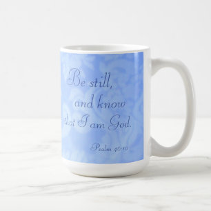 Psalm 46:10 Wees stil en ken Blue Paisley Ceramic Koffiemok