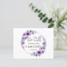 Psalm 46:10 Wees stil en ken de Paarse bloemen van Briefkaart