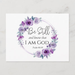 Psalm 46:10 Wees stil en ken de Paarse bloemen van Briefkaart