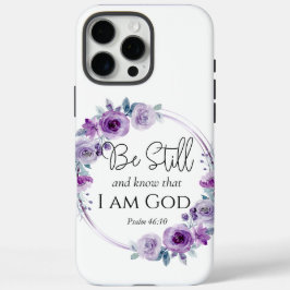 Psalm 46:10 Wees stil en ken de Paarse bloemen van iPhone 16 Pro Max Hoesje