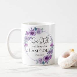 Psalm 46:10 Wees stil en ken de Paarse bloemen van Koffiemok