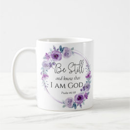 Psalm 46:10 Wees stil en ken de Paarse bloemen van Koffiemok