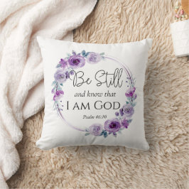 Psalm 46:10 Wees stil en ken de Paarse bloemen van Kussen