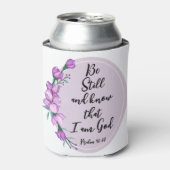 Psalm 46:10 Wees stil en ken de Paarse Bloesems Blikjeskoeler (Blikje Voorkant)