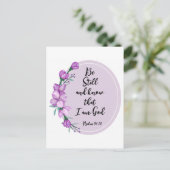 Psalm 46:10 Wees stil en ken de Paarse Bloesems Briefkaart (Staand voorkant)