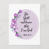 Psalm 46:10 Wees stil en ken de Paarse Bloesems Briefkaart (Voorkant)