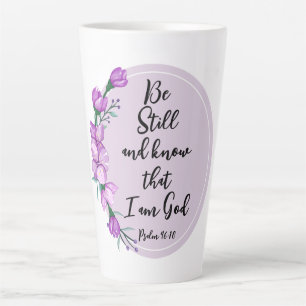 Psalm 46:10 Wees stil en ken de Paarse Bloesems Latte Mok