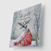 Psalm 46:10 Wees stil en weet dat ik de wintersnee Vierkante Klok (Hoek)