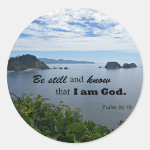 Psalm 46:10 Wees stil en weet dat ik God ben Ronde Sticker