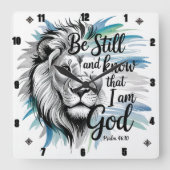 Psalm 46:10 Wees stil en weet dat ik God ben Vierkante Klok (Voorkant)