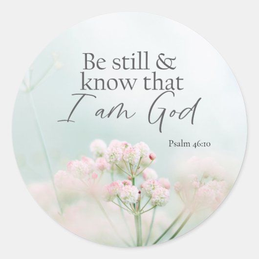 Psalm 46:10 Wees stil en weet dat ik God Bijbel Ve Ronde Sticker (Voorkant)