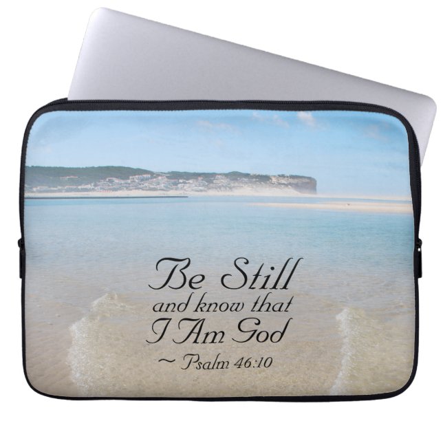 Psalm 46:10 Wees stil en weet dat ik God Bijbelse  Laptop Sleeve (Voorkant)