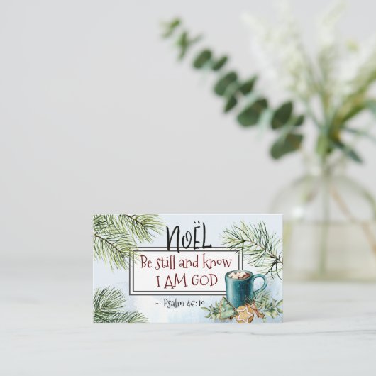 Psalm 46:10 Wees stil en weet dat ik God Kerstmis Visitekaartje (Staand voorkant)