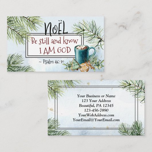 Psalm 46:10 Wees stil en weet dat ik God Kerstmis  Visitekaartje (Voorkant / Achterkant)