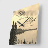 Psalm 46:10 Wees stil en weet dat ik God Sepia ben Vierkante Klok (Hoek)