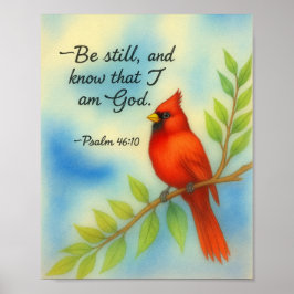 Psalm 46:10 Wees stil Rode Kardinaal Schrift Natuu Poster