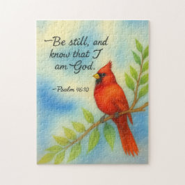 Psalm 46:10 Wees stil Rode Kardinaal Schriftuur Na Legpuzzel
