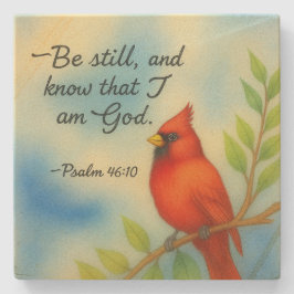Psalm 46:10 Wees Stil Rode Kardinaal Schriftuur Na Stenen Onderzetter