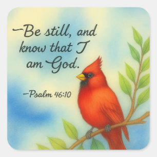 Psalm 46:10 Wees Stil Rode Kardinaal Schriftuur Na Vierkante Sticker