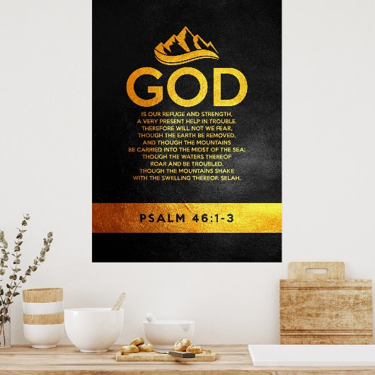 Psalm 46:1-3 Bijbelversie Poster (Keuken)