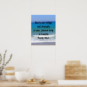 Psalm 46:1 Bijbel Verse Beach Poster (Keuken)