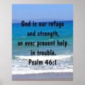 Psalm 46:1 Bijbel Verse Beach Poster (Voorkant)