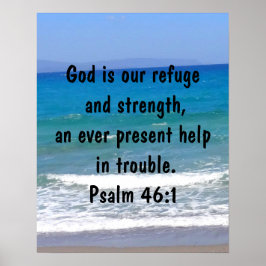 Psalm 46:1 Bijbel Verse Beach Poster