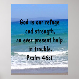 Psalm 46:1 Bijbel Verse Beach Poster