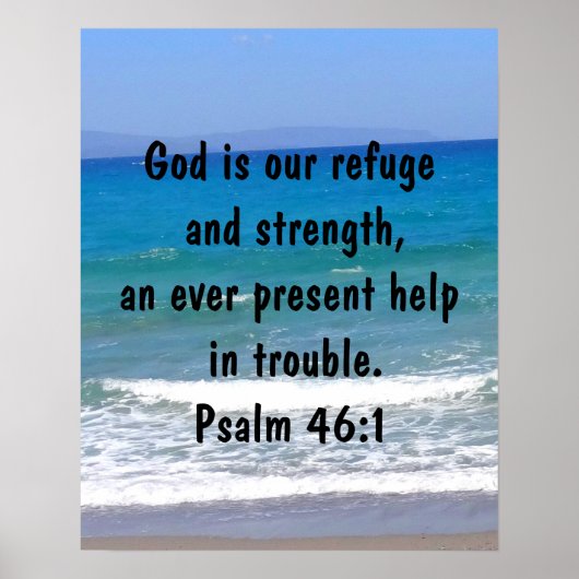 Psalm 46:1 Bijbel Verse Beach Poster (Voorkant)