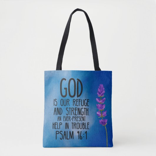 Psalm 46:1 Bijbeltekst Boodschappentas Tote Bag (Voorkant)