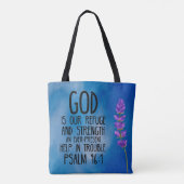 Psalm 46:1 Bijbeltekst Boodschappentas Tote Bag (Achterkant)