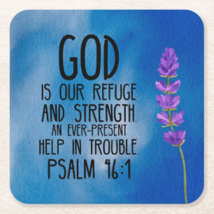 Psalm 46:1 Christelijke Bijbelvers Kunst Kartonnen Onderzetters