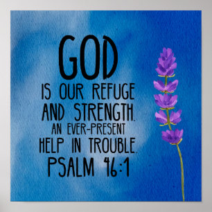 Psalm 46:1 Christelijke Bijbelvers Kunst Poster