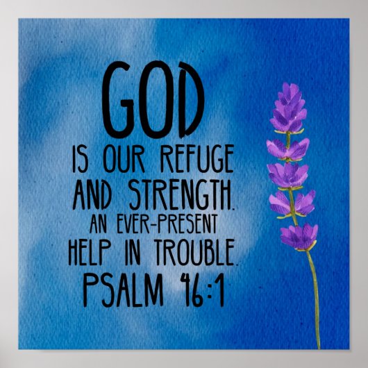 Psalm 46:1 Christelijke Bijbelvers Kunst Poster (Voorkant)