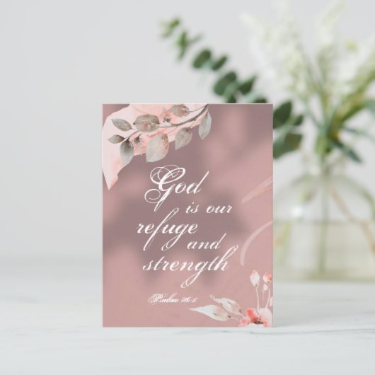 Psalm 46:1 God is onze Bijbel Vluchtel en Sterkte Briefkaart (Staand voorkant)
