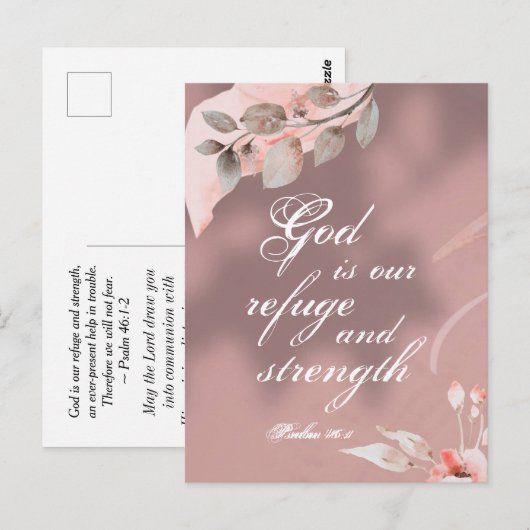 Psalm 46:1 God is onze Bijbel Vluchtel en Sterkte Briefkaart (Voorkant / Achterkant)