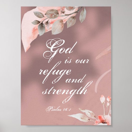 Psalm 46:1 God is onze Bijbel Vluchtel en Sterkte Poster (Voorkant)
