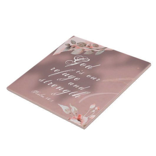 Psalm 46:1 God is onze Bijbel Vluchtel en Sterkte Tegeltje (Zijkant)