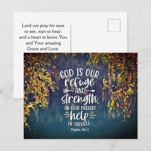 Psalm 46:1 God is onze schuilplaats en kracht Briefkaart (Voorkant / Achterkant)
