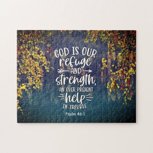 Psalm 46:1 God is onze schuilplaats en kracht Legpuzzel (Horizontaal)