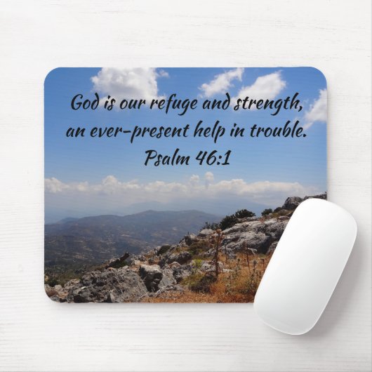 Psalm 46:1 God is onze sterke, aangepaste Bijbel V Muismat (Met muis)