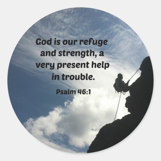 Psalm 46:1 God is onze toevlucht en kracht... Ronde Sticker (Voorkant)
