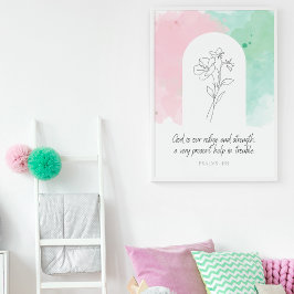 Psalm 46:1 Omhulde Bloemenmuur Art Poster