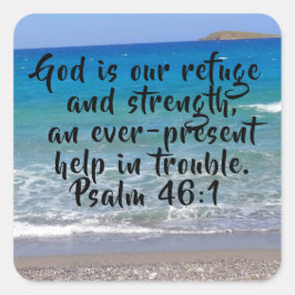 Psalm 46:1 Strand Aangepaste Bijbel Verse Vierkante Sticker