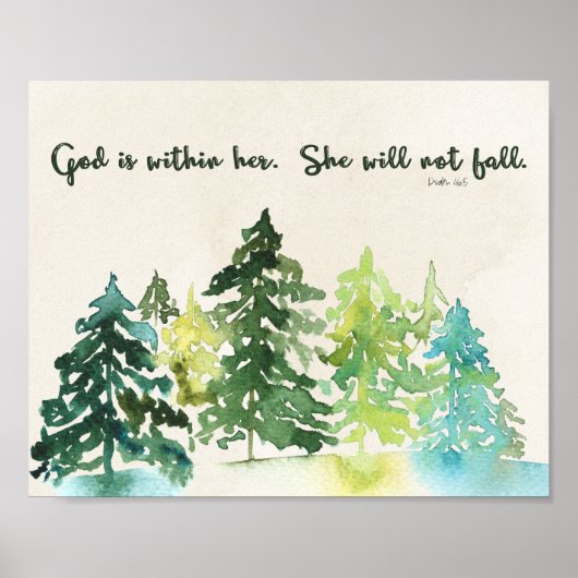 Psalm 46:5 Bijbeltekst muurkunst Poster (Voorkant)