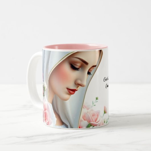 Psalm 46:5 Christelijk Bijbelvers Maagd Maria Tweekleurige Koffiemok (Voorkant links)