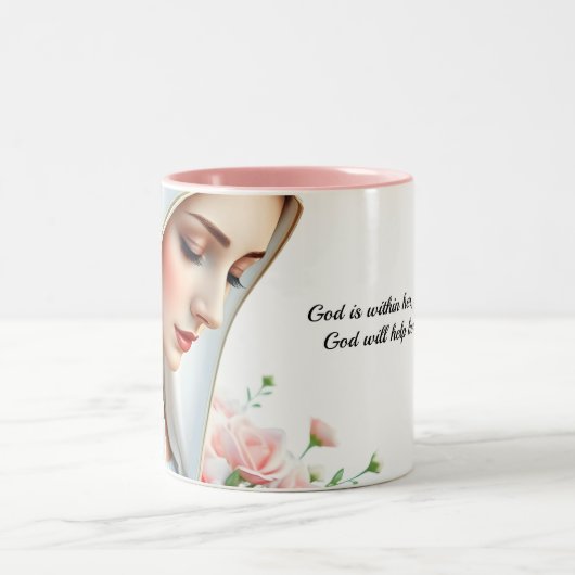 Psalm 46:5 Christelijk Bijbelvers Maagd Maria Tweekleurige Koffiemok (Center)